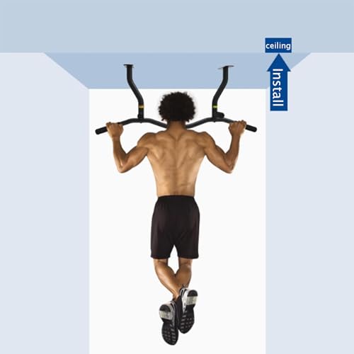 Joist Mount Pull Up Bar, Ceiling Mount Pull Up, Strength Training Pull-Up Bars, Bar with Multi-Grip Foam Grip, 40'' Wide, Pull Up Bar for Home Gym,Silver-Straightrod - color: Silver, size: Straightrod