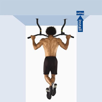 Joist Mount Pull Up Bar, Ceiling Mount Pull Up, Strength Training Pull-Up Bars, Bar with Multi-Grip Foam Grip, 40'' Wide, Pull Up Bar for Home Gym,Silver-Straightrod - color: Silver, size: Straightrod