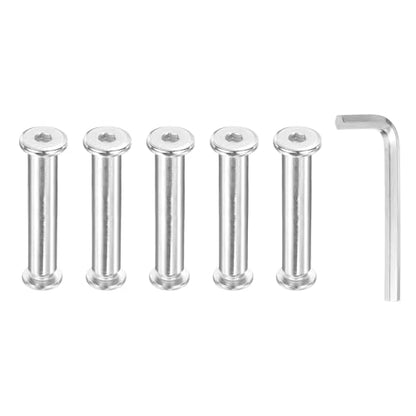 PATIKIL M8x8mm Hex Chicago Screws 10x50mm, 5Pcs 304 Stainless Steel Metric Hex Drive Socket Cap Binding Post Screw Posts for Scrapbook Leather Belt Album Furniture Repair, Silver - size: M8x8mm, 10x50mm