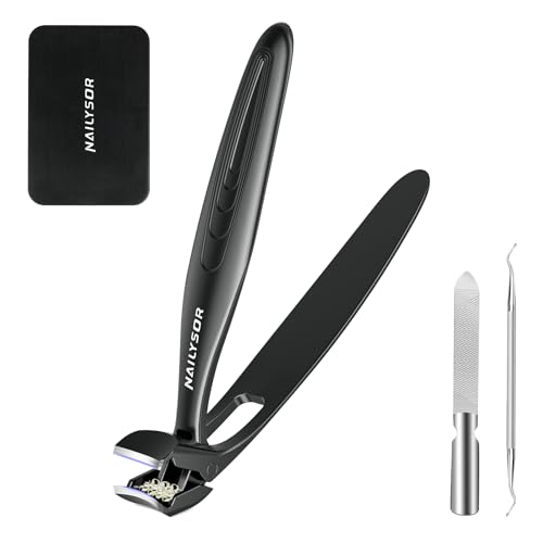 Long Handled Toenail Clippers for Seniors, Nail Clippers for Elderly with Angled Head, Wide Opening Heavy Duty Clippers for Thick Toenails, Ergonomic Handle with Catcher