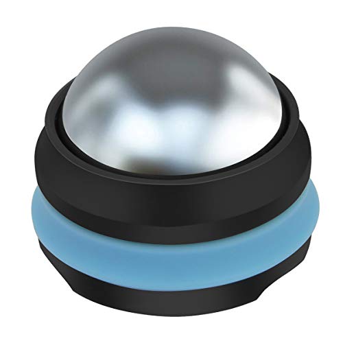 AHIER Cold Massage Roller Ball, Stainless Steel Cold Therapy Relief, Free Rolling Removable Gel Ball Deep Tissue Massage Pain Relief, Great Tool for Back/Neck Pain, Muscles Recovery (Black) - color: Blue Black