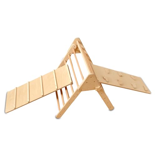 Montessori Wooden Climbing Triangle for Kids | Foldable Wooden Indoor Play Gym for Toddler | Foldable Indoor Climbing Frame | Montessori Balance and Coordination Kids Climber (2 Ramps) - style: 2 Ramps