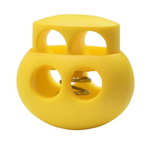 10 Pack Bungee Spring Cord Lock Fastener, Plastic Toggle Slider Stopper Paracord for DIY Crafting Elastic DrawString Bag Clasp, Shoe Lace, Glove, Flashlight Rope Lock Clip Double Hole Adjuster - color: 11#: Yellow 10pcs