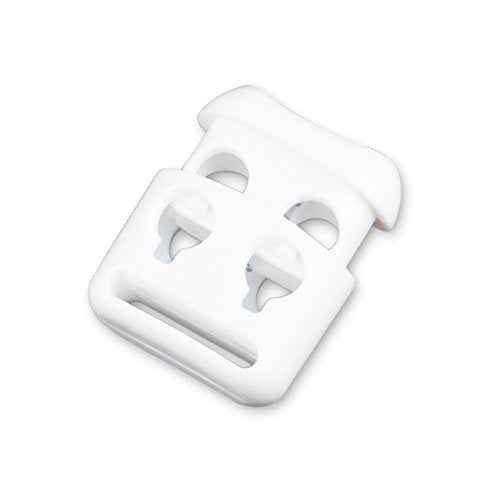 DYZD Double Hole Plastic Cord Locks End Spring Stop Toggle Stoppers Multi-Colour (10PCS, White) - color: White, size: 10PCS