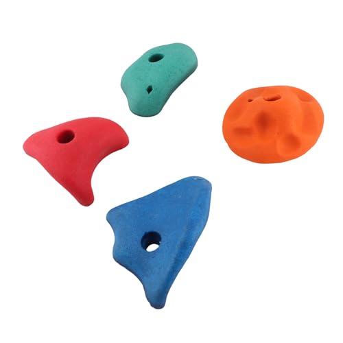Climbing Holds Colorful Resin Fiber Diverse Shapes for Childrens Rock Wall, 5-Pack Set for Outdoor Play