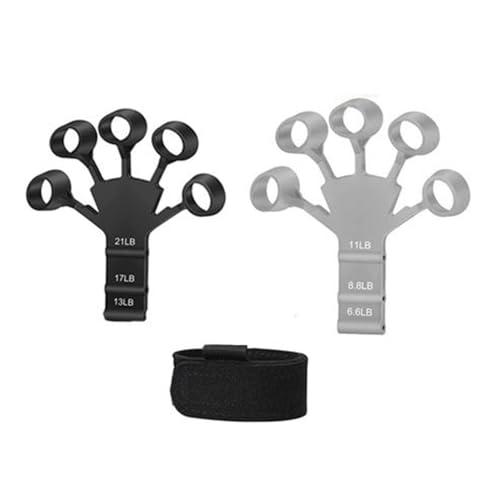 2Pcs Adjustable Finger Resistance Bands for Guitarists, Climbers, Typists, Gamers - color: black