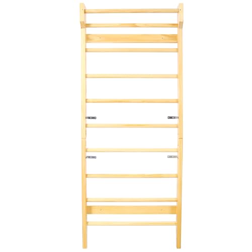 Swedish Ladder with Adjustable Pull‑Up Bar, Stall Bars Set for Physical Therapy Gymnastics Home Gym Strength Training, Durable Beech and Pine Wall Mounted Climbing Ladder for Fitness and Rehab - size: 86.6 H