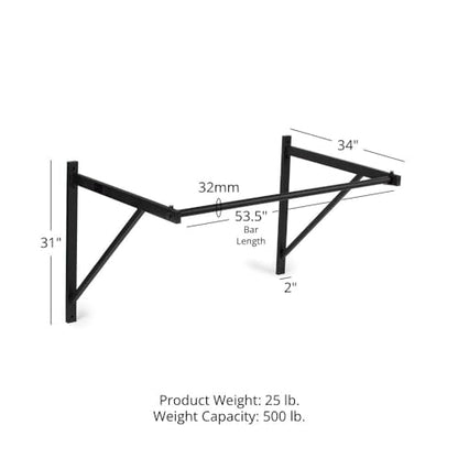 Titan Fitness Ceiling & Wall-Mount Pull-Up Bar, 52" Long x 32mm Smooth Grip, 500 LB Capacity, Home & Garage Gym Chin-Up & Upper Body Training Station