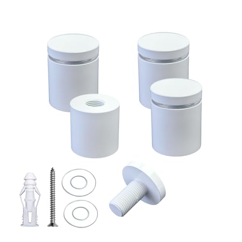 Pack of 4, Aluminum Standoff Screws, Wall Sign Standoff Mounting Hardware Advertising Glass Standoff Nail for Hanging Acrylic Picture Frame (White, 1" x 1") - color: White, size: 1" x 1"