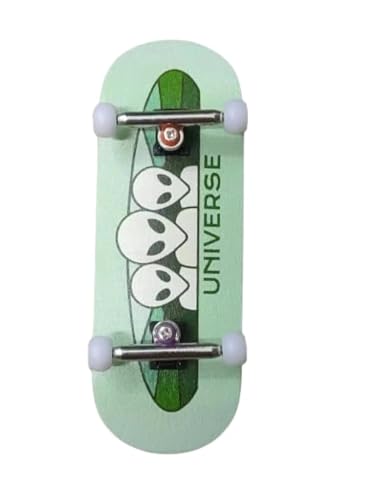 LEEFAI Professinal Fingerboard Complete 34mmx96mm Maple Wood 5 Layers Wood UV Printing Alien Deck-The Beginner Board with Professional Single AxleTrucks and Ball Bearing Wheels