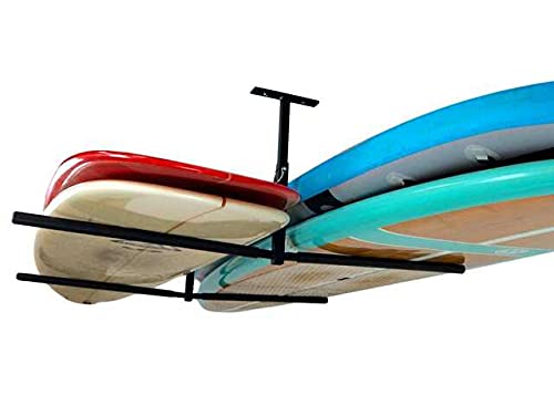 StoreYourBoard Standup Paddle Board and Surfboard Garage Storage Rack - Adjustable Ceiling Mount Hanger for SUP Storage, Heavy Duty Overhead Paddleboard Organizer for Garage, Space Saving Rack - style: Double