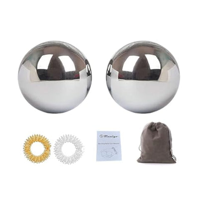 Stainless Steel Baoding Balls Set, 2 Inches Chinese Health Balls, Metal Stress Relief Hand Massage Balls No Chime for Hand Exercise, Hands Therapy - size: Large-2"