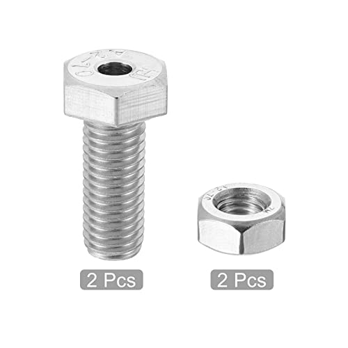 MECCANIXITY M10x25mm Hollow Screw Bolts External Hexagon Fasteners with Nuts, 304 Stainless Steel Pack of 2 - size: M10x25mm