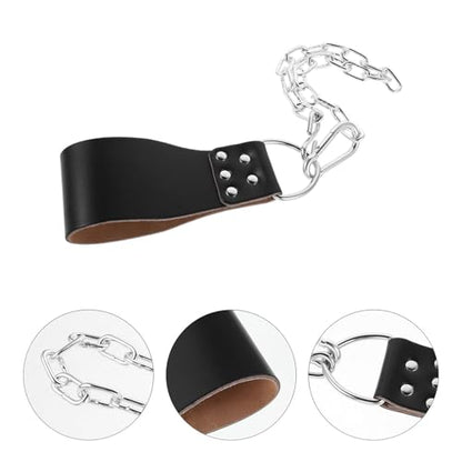 Weight Belt Chain Dip Belt with Iron Chain for Men for Pull-ups Squats and Strength Training Workouts in Black