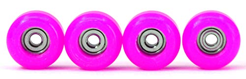 Teak Tuning CNC Polyurethane Fingerboard Bearing Wheels, Pink - Set of 4 Wheels - Durable Material with a Hard Durometer
