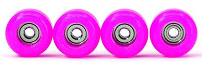 Teak Tuning CNC Polyurethane Fingerboard Bearing Wheels, Pink - Set of 4 Wheels - Durable Material with a Hard Durometer