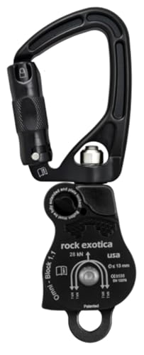 Rock Exotica Omni-Block Swivel Pulley – High-Strength Swivel Pulley with Sideplate Access for Rigging – Made in The USA - style: 1.1" Double Black
