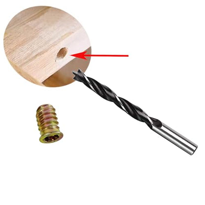 1/4"-20 Screw-in Wood Inserts, 28 Sets Furniture Fastener Kit | 28 Pcs 15mm Inserts, Matching 1-1/4" Long Hex Bolts, 1 Pc brad point drill bit, 2 Hex Wrenches, for Furniture & Table Leg Use - size: 1/4"-20 x 1-1/4"