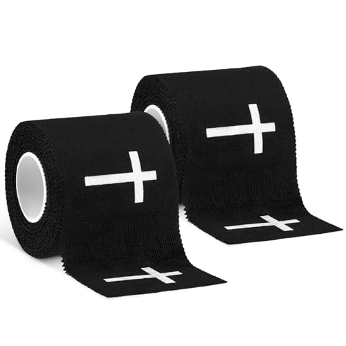 MiniInflat 2 Pcs Christian Cross Athletic Tape Sports Tape 2in x 23ft Religion Jesus Wrist Wrap for Soccer Football Baseball, Gift for Graduation Teacher Nurses Week Pentecost(Black,Crosses) - color: Black, style: Cross