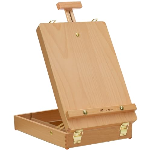 Tabletop Art Easel for Painting, Wooden Sketchbox, Portable Desktop Easel | Portable Art Easel for Beginners Professionals, Adjustable Height, Storage Compartments, Gift for Student Artist Beginner - style: Sketchbox