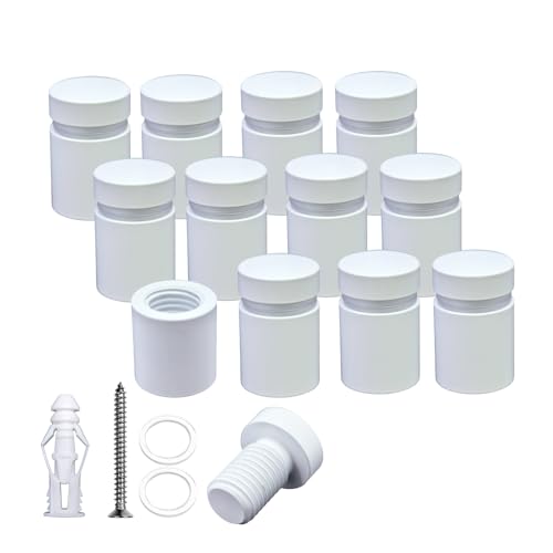 Pack of 12 Aluminum Standoff Screws Wall Sign Standoff Mounting Hardware Standoff Mounts for Acrylic Picture Frame (12, White, 1/2" X 1/2") - color: White, size: 1/2" x 1/2"