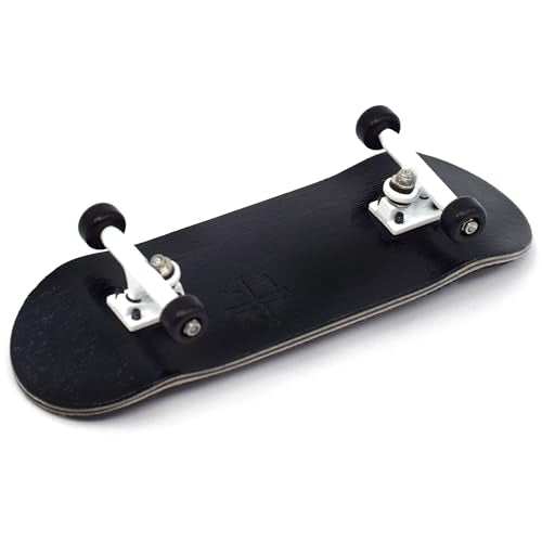Teak Tuning 32mm Pro Fingerboard Complete - Fully Assembled with Pro Level Components - Pro Shaped Wooden Deck (32x97mm), UltraSpin Bearing Wheels, Prodigy Gen2 Trucks - The Monochrome
