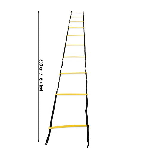 Speed Training Ladder, Portable Footwork Exercise Tackle for Football Soccer Sports (5.5m10 - Rung-Yellow)