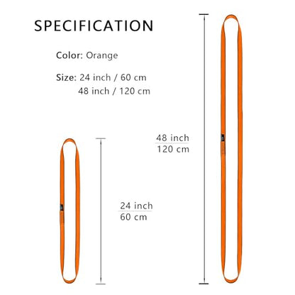 18MM Nylon Climbing Sling Runner 23KN CE2008/EN566 Rock Climbing Webbing Straps for Outdoor Climbing, Rappelling, Swing, Yoga Hammock etc - color: Orange|60cm/24inch|5PCS