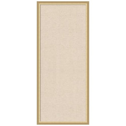 Amanti Art Framed Fabric Pinboard 18 x 42, Neutral Linen Pinboard Printed Casual Bulletin Board for Use as a Vision Board or Wall Organization, Florence Gold Frame