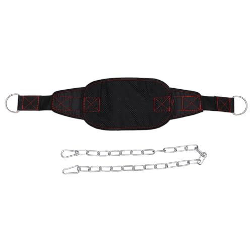 Weightlifting Dip Belt with Reinforced Chain and Metal Buckle for Bodybuilding Strength Training Support Waist Belt for Dips and Chin-ups Comfortable Contoured Design