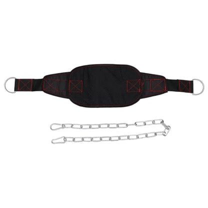 Weightlifting Dip Belt with Reinforced Chain and Metal Buckle for Bodybuilding Strength Training Support Waist Belt for Dips and Chin-ups Comfortable Contoured Design