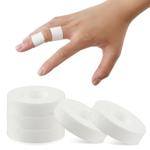 COMNICO Finger Tape, White Extra Strong 0.6-Inch x 32-feet Athletic Tape for Fingers Feet Sweat Volleyball Finger Tape for Outdoor Sports Climbing Football (5) - color: White, size: 5 Rolls