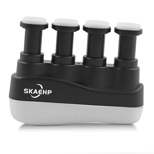 Hand Exerciser - Improves flexibility and strength in fingers, hands, and forearms - Adjustable tension for each finger - Simulated guitar strings help develop calluses - Comfortable workout - color: Black and White