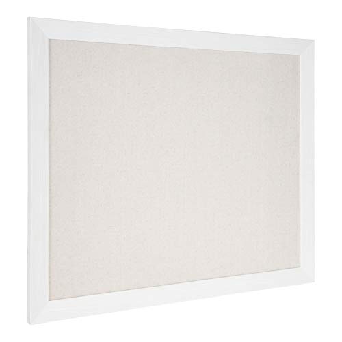 DesignOvation Beatrice Framed Linen Fabric Pinboard, 27x33, White, Rustic Wall Organization - color: White, size: 27" x 33"