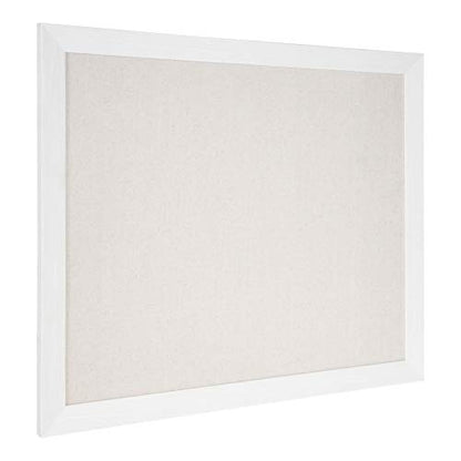 DesignOvation Beatrice Framed Linen Fabric Pinboard, 27x33, White, Rustic Wall Organization - color: White, size: 27" x 33"