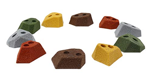Atomik Rock Climbing Holds Set of 10 Angled Footholds in Assorted Earth Tones