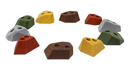Atomik Rock Climbing Holds Set of 10 Angled Footholds in Assorted Earth Tones
