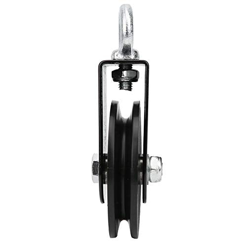 Dioche Fitness Equipment Support Pulley Hanging Wheel for IndoorOutdoor Ropes, PP Iron Plate, 155x88mm