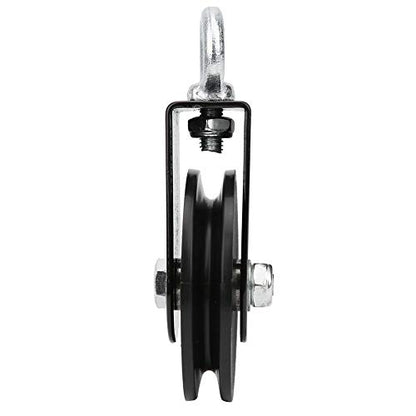 Dioche Fitness Equipment Support Pulley Hanging Wheel for IndoorOutdoor Ropes, PP Iron Plate, 155x88mm