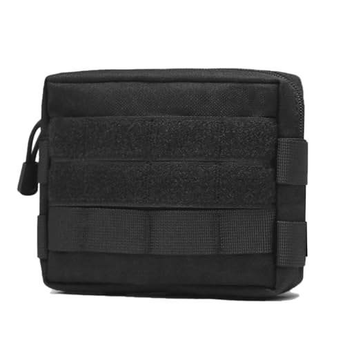 Azarxis Molle Pouches, Tactical Compact EDC Small Utility Pouch Waist Bags Sundries Storage Admin Organize Gear Gadget for Military Backpack - color: #05 Black - 4.53"x6.49"