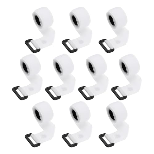 PATIKIL 0.8"x16" Reusable Cinch Straps, 10Pcs Adjustable Nylon Multipurpose Hook and Loop Cable Securing Straps with Plastic Buckle for Organizer Storage Cables Cords Ropes, White - color: White, size: 0.8" x 16"