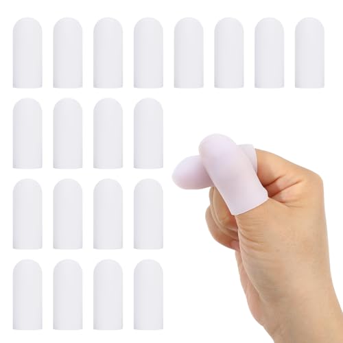 Gel Finger Cots, 20 Pcs Large Size Silicone Finger Protectors Rubber Fingers Tips Protector Covers Fingers Gloves Guard Breathable Fingertip Protector for Cracking Calluses Blisters Protect