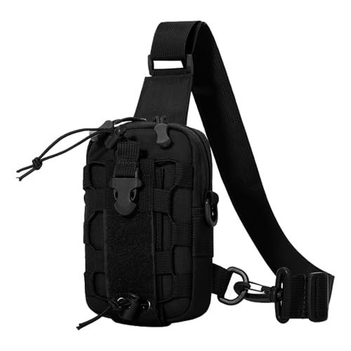 MiOYOOW Tactical Sling Bag, Waterproof Chest Pack Adjustable Crossbody Backpack for Men Women Outdoor Sports Climbing Camping - color: Black