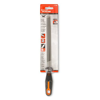 Nicholson 8" Mill Single Cut Bastard File with Ergonomic Handle - 21694HNN - size: 8 Inch, style: With Ergonomic Handle