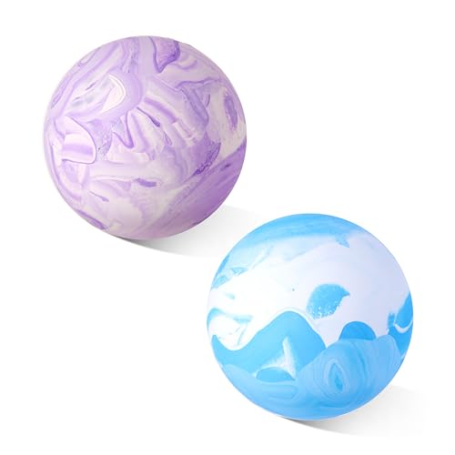 Lacrosse Ball 2 Pack for Myofascial Release Purple Blue | Durable rubber, 2.5"; deep tissue, trigger point; yoga, recovery - color: Purple and Blue