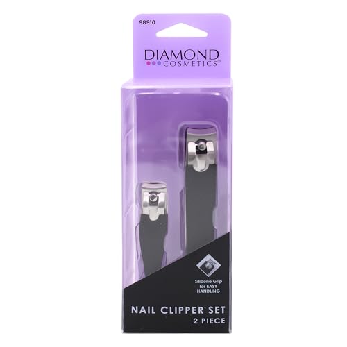Nail Clippers Set, Stainless Steel Fingernail Clippers & Toenail Clippers, Soft Touch Grip, 2 Piece Set.