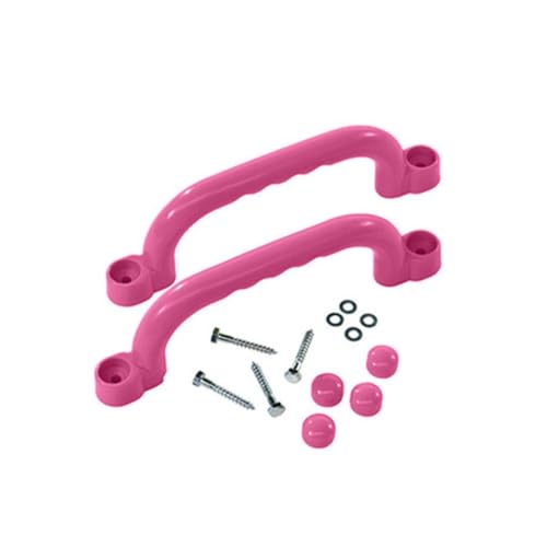 Vaveren Children Climbing Handle Non Slip Playset Ergonomic Outdoor Climbing Grab Bar Secure Hold Suitable for Treehouse Backyard Home Playground, Pink - color: Pink