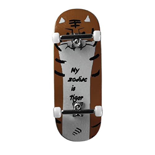 NOAHWOOD Fingerboard Complete (Noah Team 9.5S Short Nose Short Tail) Wood Hand Mould Made(+34mm Prince Silvery Trucks)(+NW Handmade PRO Logo Wheels ii)(Zodiac Tiger) - color: Zodiac Tiger