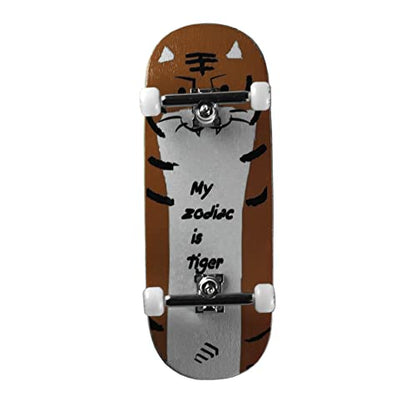 NOAHWOOD Fingerboard Complete (Noah Team 9.5S Short Nose Short Tail) Wood Hand Mould Made(+34mm Prince Silvery Trucks)(+NW Handmade PRO Logo Wheels ii)(Zodiac Tiger) - color: Zodiac Tiger