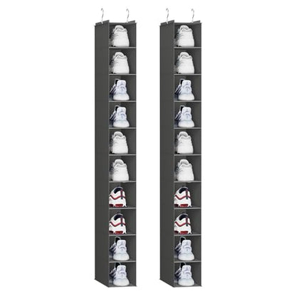YOUDENOVA Hanging Shoe Organizer, 10-Shelf Closet Shoe Organizers for Closet, Hanging Shoe Storage, Grey, 2 Packs